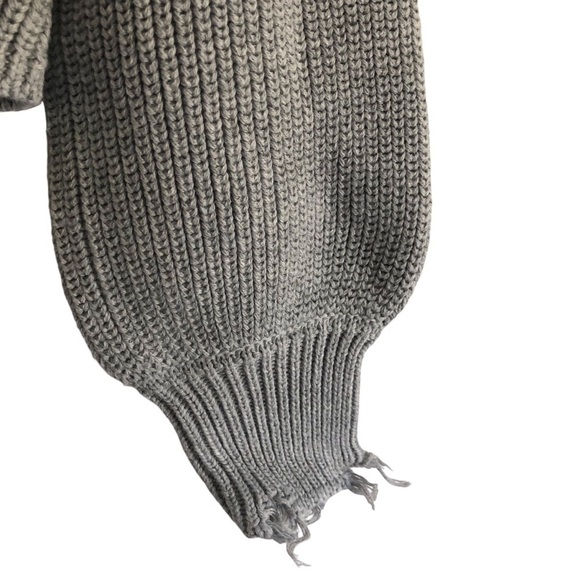 Bobi Black Los Angeles Sweater Distressed Heather Grey Collared V-neck Small - Picture 3 of 10